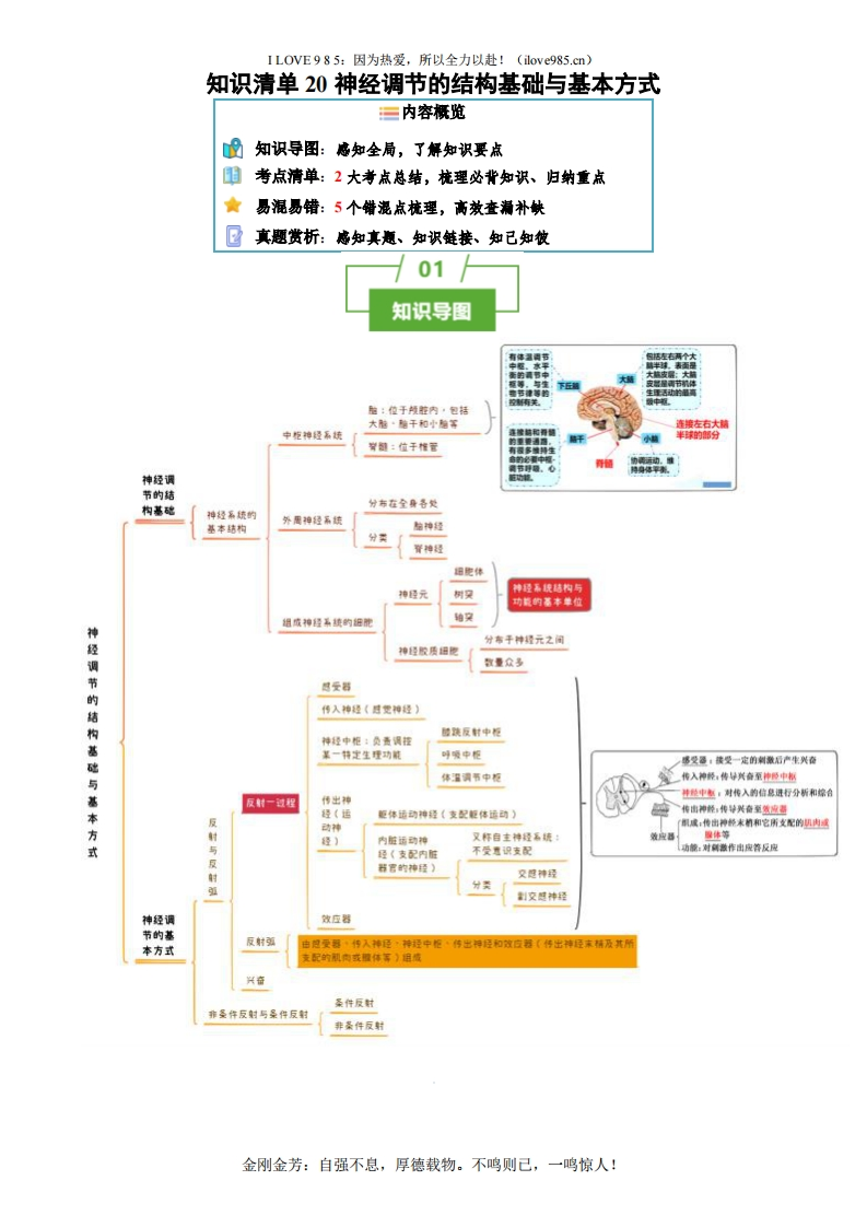 【知识清单】知识清单20神经调节的结构基础与基本方式（2大考点5个易错点）[h][47201289]-I LOVE 9 8 5